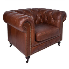 Load image into Gallery viewer, Hampton Court Aged Leather Chesterfield Armchair