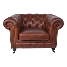 Load image into Gallery viewer, Hampton Court Aged Leather Chesterfield Armchair