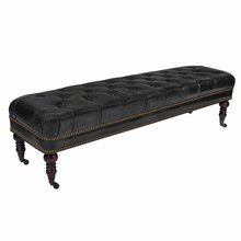 Load image into Gallery viewer, Chesterfield Leather Bench in Worn Coal
