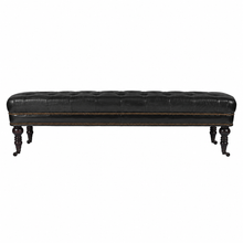 Load image into Gallery viewer, Chesterfield Leather Bench in Worn Coal
