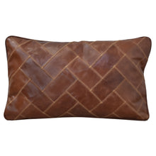 Load image into Gallery viewer, Aged Leather &amp; Linen Rectangle Cushion
