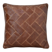 Load image into Gallery viewer, Aged Leather &amp; Linen Square Cushion
