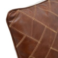 Load image into Gallery viewer, Aged Leather &amp; Linen Rectangle Cushion

