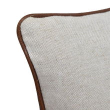 Load image into Gallery viewer, Aged Leather &amp; Linen Rectangle Cushion

