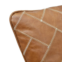 Load image into Gallery viewer, Colombia Brown Leather &amp; Linen Square Cushion
