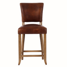 Load image into Gallery viewer, Deco Waxed Leather Counter Stool with Briarsmoke Legs
