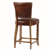 Load image into Gallery viewer, Deco Waxed Leather Counter Stool with Briarsmoke Legs
