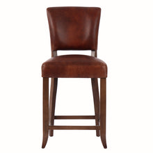 Load image into Gallery viewer, Deco Waxed Leather Counter Stool with Maron Legs
