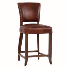 Load image into Gallery viewer, Deco Waxed Leather Counter Stool with Maron Legs
