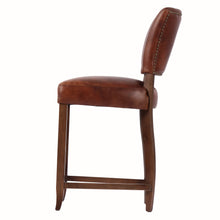 Load image into Gallery viewer, Deco Waxed Leather Counter Stool with Maron Legs
