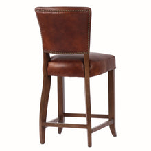 Load image into Gallery viewer, Deco Waxed Leather Counter Stool with Maron Legs
