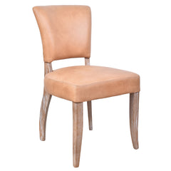 Deco Caramel Leather Dining Chair with White Wash Legs