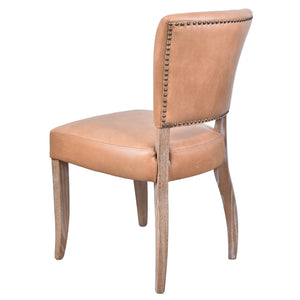 Deco Caramel Leather Dining Chair with White Wash Legs