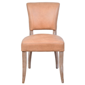 Deco Caramel Leather Dining Chair with White Wash Legs