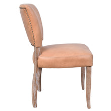 Load image into Gallery viewer, Deco Caramel Leather Dining Chair with White Wash Legs

