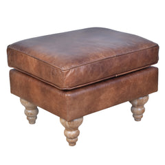 Eastside Distressed Brown Leather Ottoman