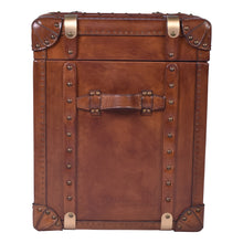 Load image into Gallery viewer, Aged Leather Vintage Trunk Side Table
