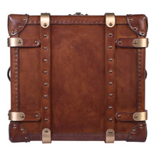 Load image into Gallery viewer, Aged Leather Vintage Trunk Side Table
