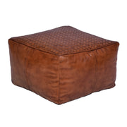 Majut Square Tan Leather Ottoman